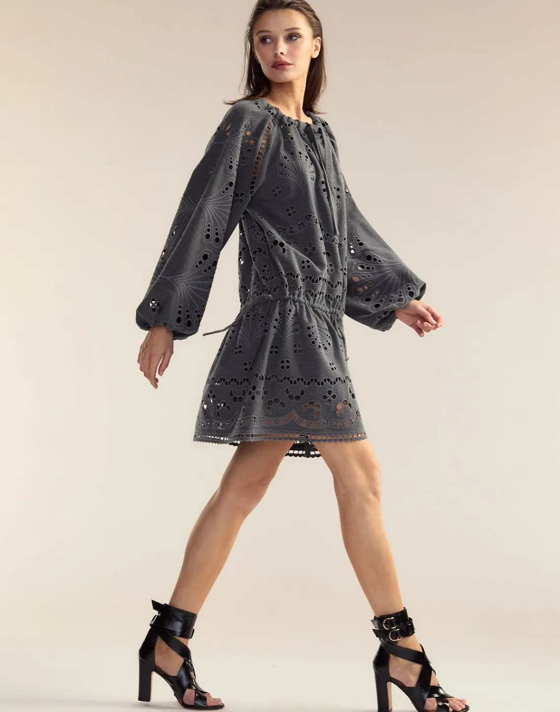 Cynthia Rowley Wellesley Embroidered Dress HGREY Clearance