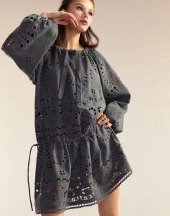 Cynthia Rowley Wellesley Embroidered Dress HGREY Clearance