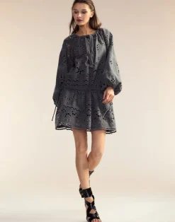 Cynthia Rowley Wellesley Embroidered Dress HGREY Clearance