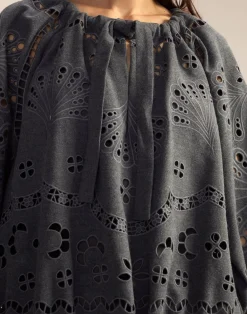 Cynthia Rowley Wellesley Embroidered Dress HGREY Clearance