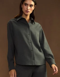 Cynthia Rowley Wellesley Flannel Shirt HGREY Hot