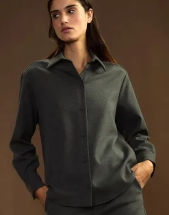 Cynthia Rowley Wellesley Flannel Shirt HGREY Hot