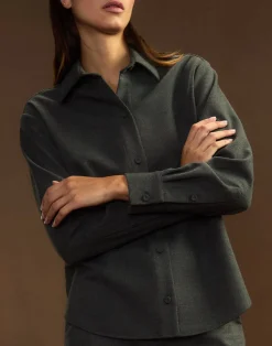 Cynthia Rowley Wellesley Flannel Shirt HGREY Hot