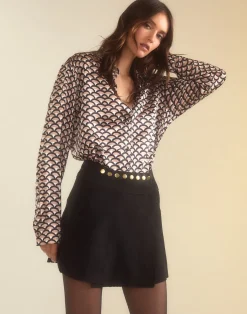 Cynthia Rowley Westward Suede Wrap Skirt BLACK New