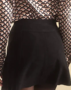 Cynthia Rowley Westward Suede Wrap Skirt BLACK New