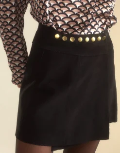 Cynthia Rowley Westward Suede Wrap Skirt BLACK New