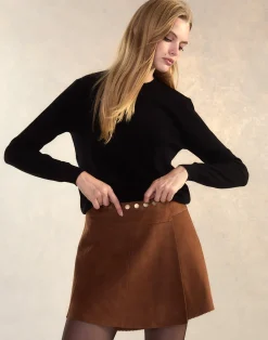 Cynthia Rowley Westward Suede Wrap Skirt BROWN Clearance