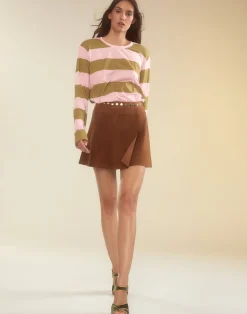 Cynthia Rowley Westward Suede Wrap Skirt BROWN Clearance