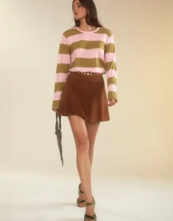 Cynthia Rowley Westward Suede Wrap Skirt BROWN Clearance