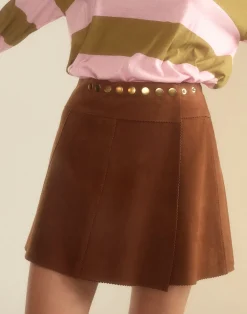 Cynthia Rowley Westward Suede Wrap Skirt BROWN Clearance