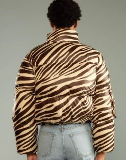 Cynthia Rowley Down Puffer Jacket ZEBRA Fashion