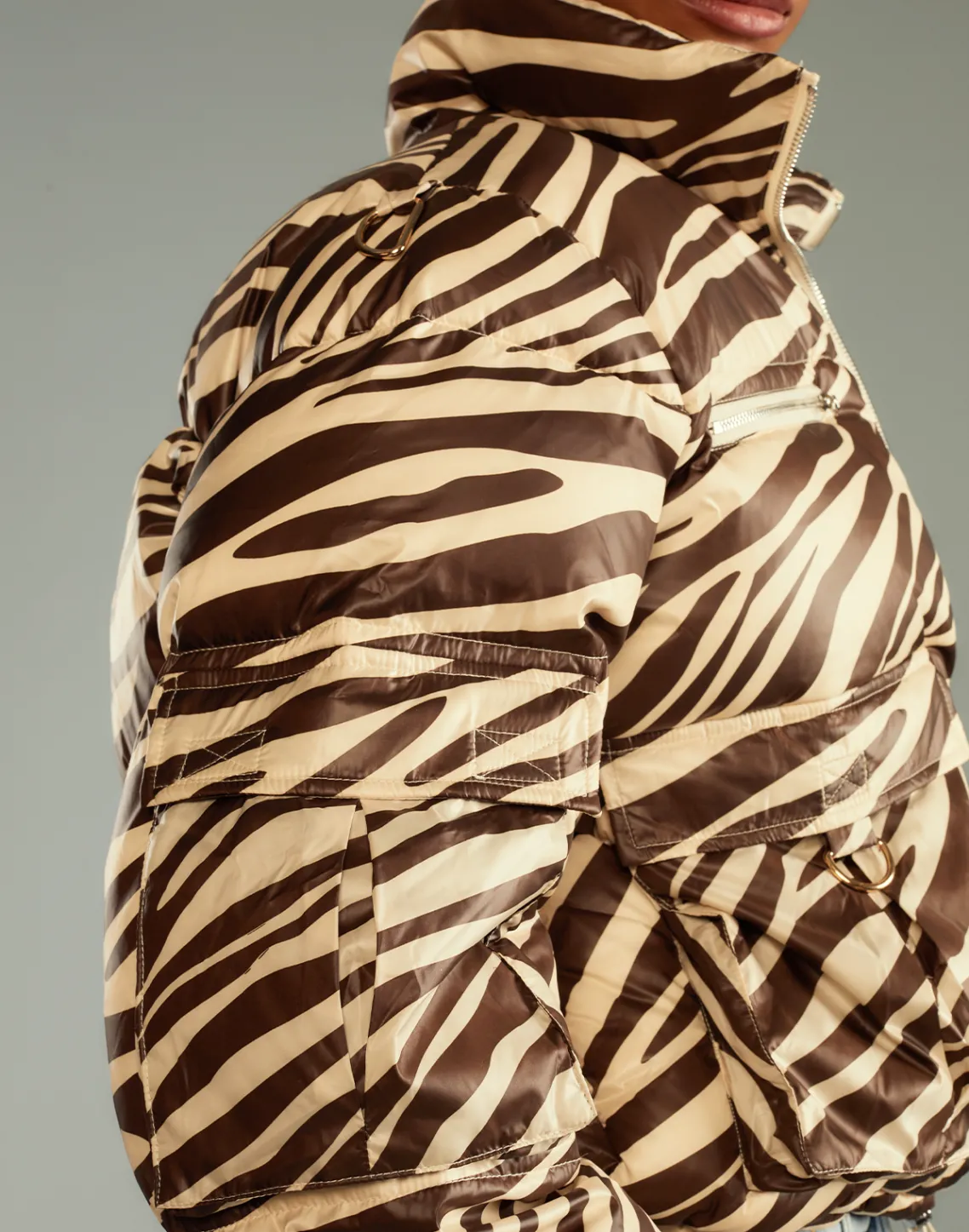 Cynthia Rowley Down Puffer Jacket ZEBRA Fashion